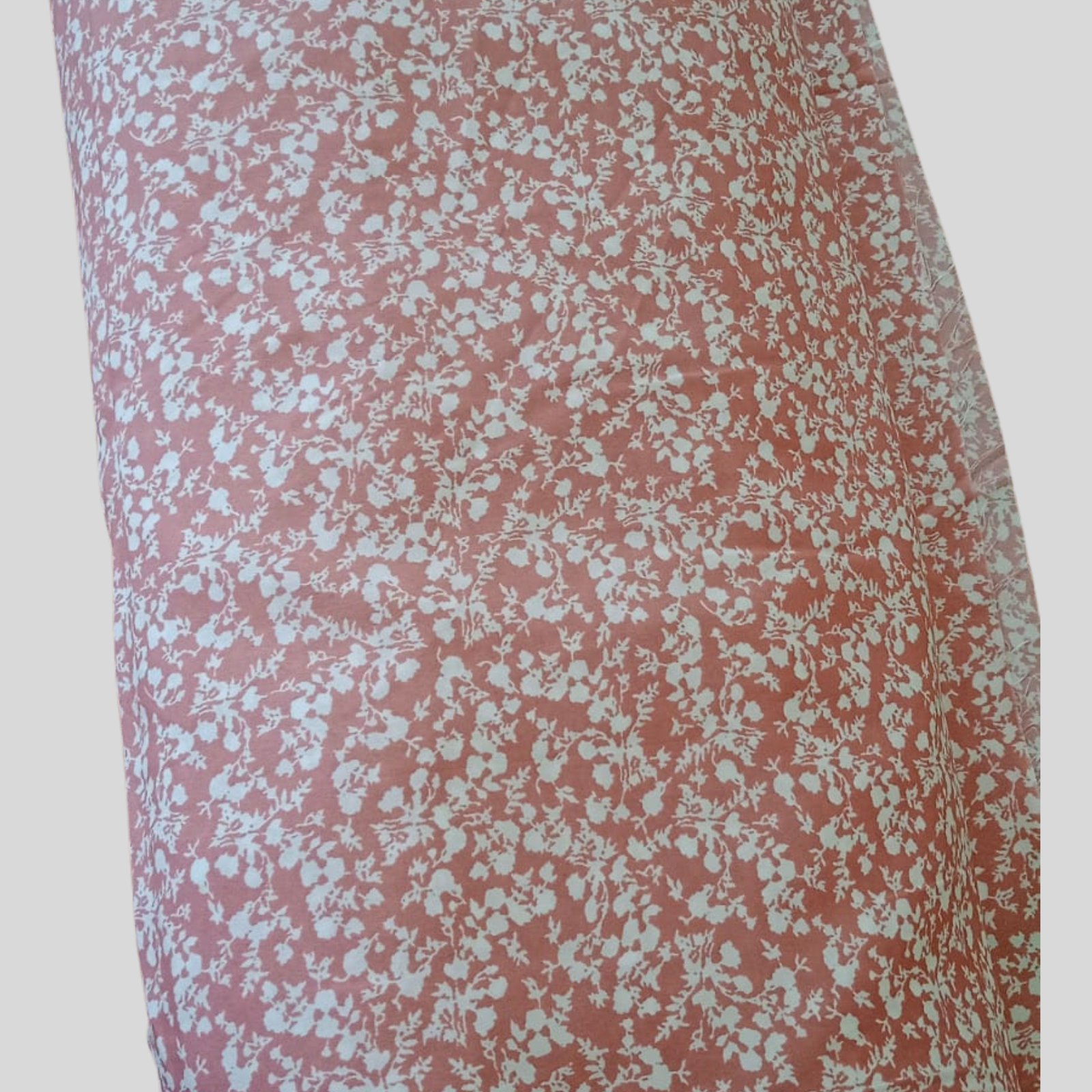 Premium Peach Floral Printed Crepe Fabric