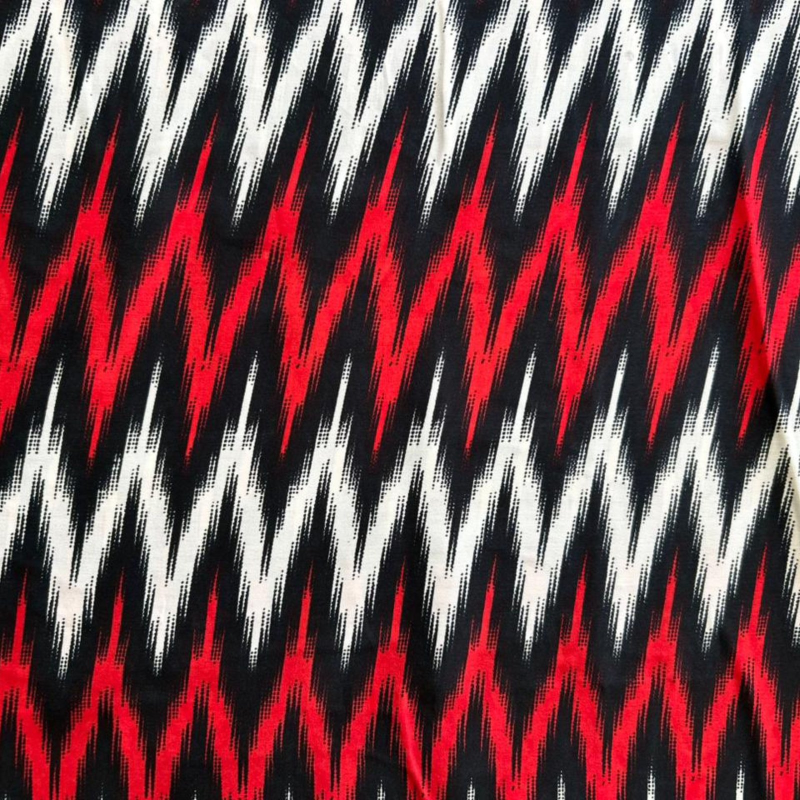 Premium Red and Black Ikat Geometric Printed Crepe Fabric