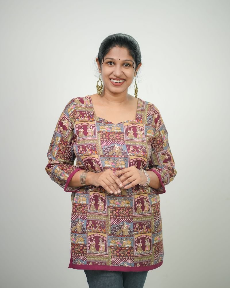 Women Ethnic Traditional Printed PC Cotton Short Kurti