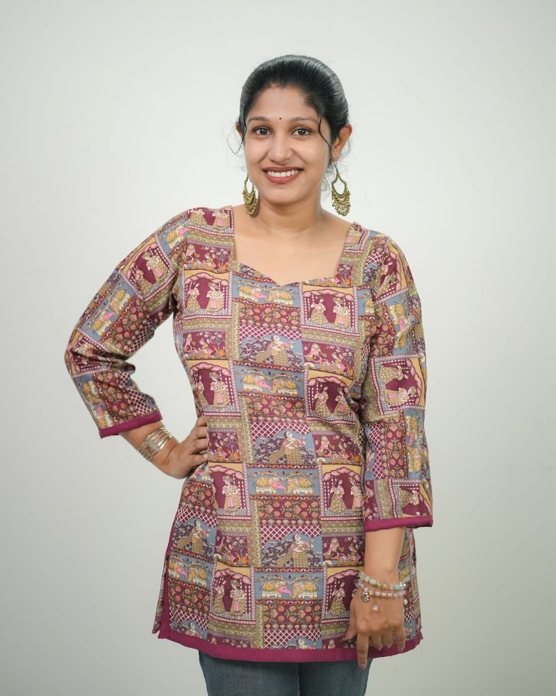 Women Ethnic Traditional Printed PC Cotton Short Kurti