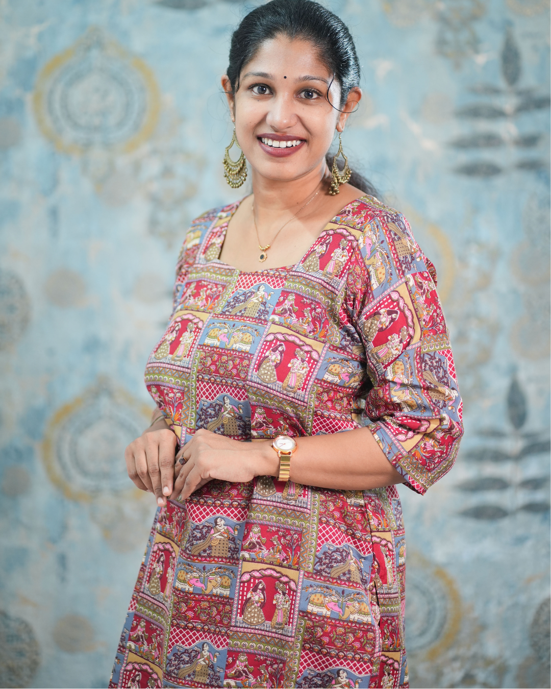 Traditional Figurative Print Cotton Blend Co-Ord Set