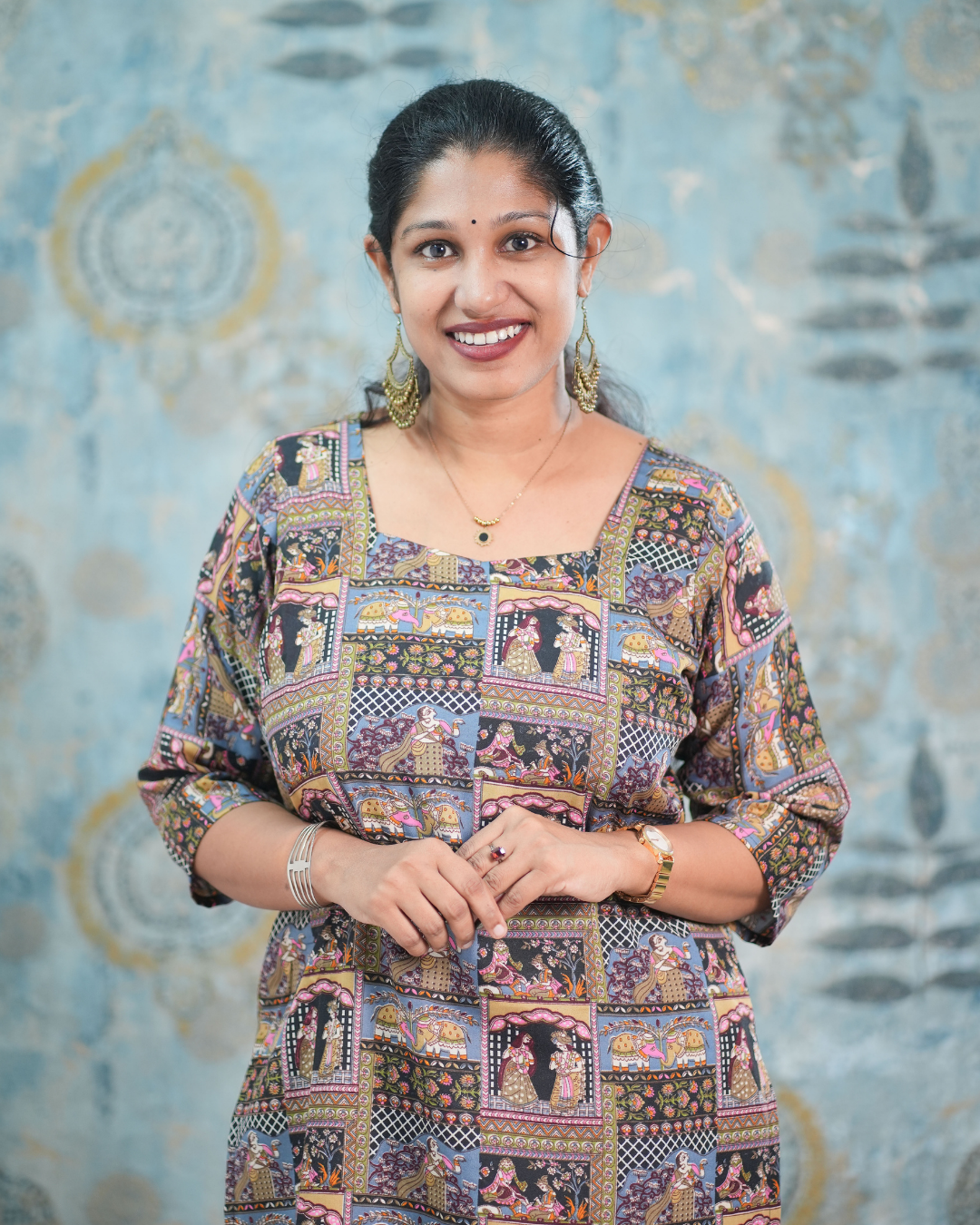 Ethnic Motif Block Print Cotton Blend Co-Ord Set