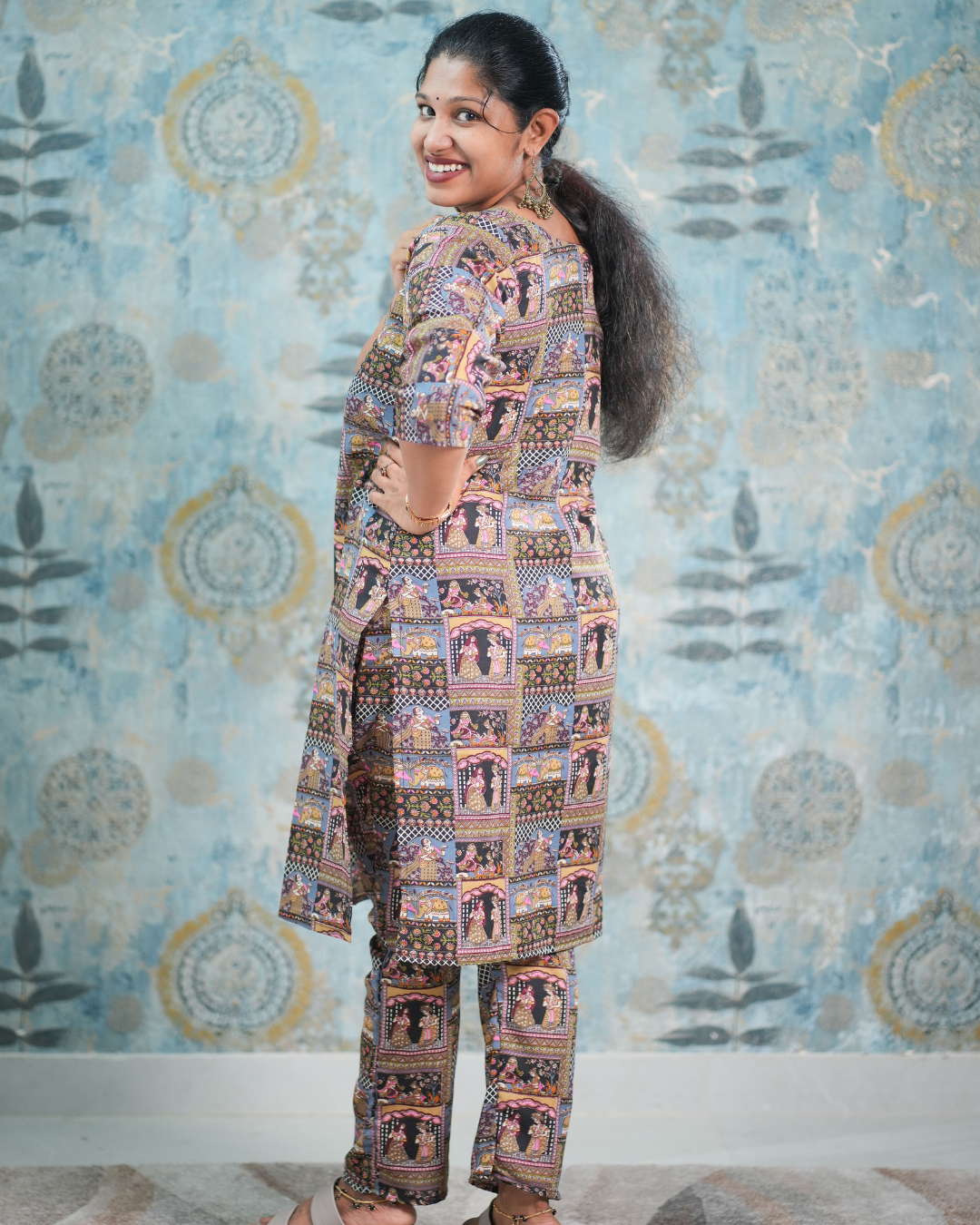 Ethnic Motif Block Print Cotton Blend Co-Ord Set