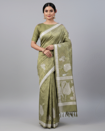 Olive Elegance Handloom Silk Saree