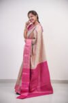 Beige & Pink Semi Silk Saree with Zari Weaving